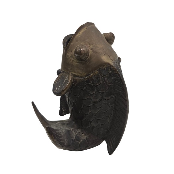 Other - Vtg Bronze Koi Fish Sculpture Vase‎